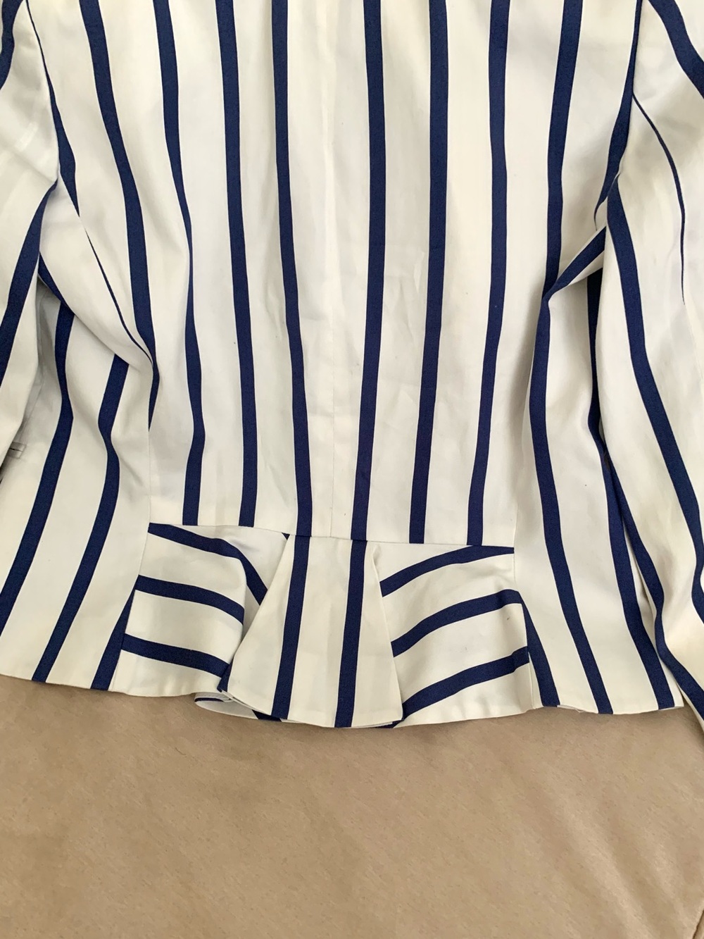 Ralph Lauren Navy Blue & White Nautical Striped Button-Front Jacket Blazer - Picture 10 of 11